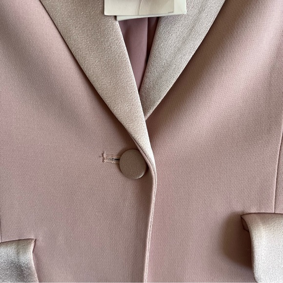 Cinq à Sept Blazer Jacket Women's 4 Dusty Pink Crepe Satin Tuxedo Barbie Lady - Picture 15 of 15